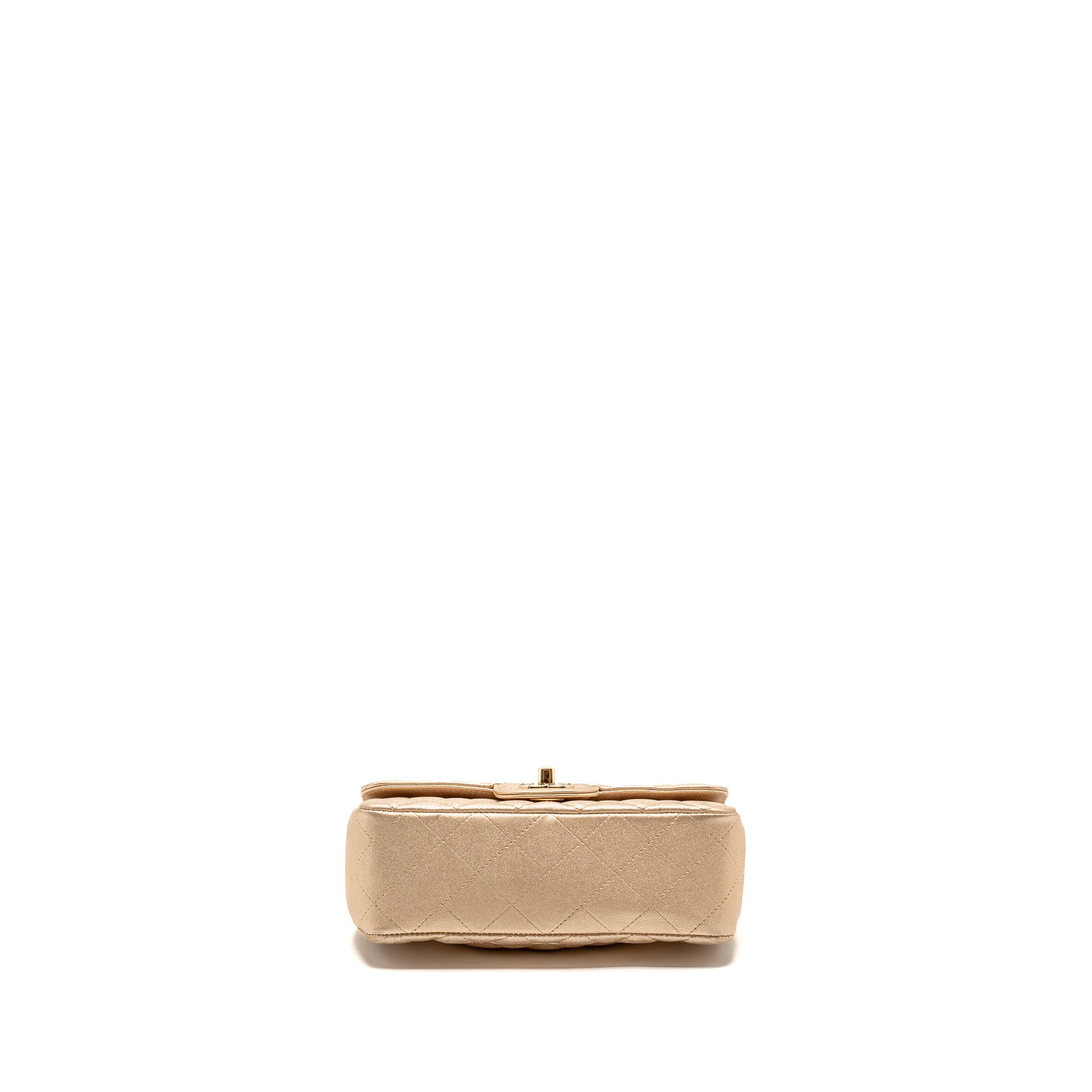 Chanel Mini Rectangular flap bag lambskin metallic gold L