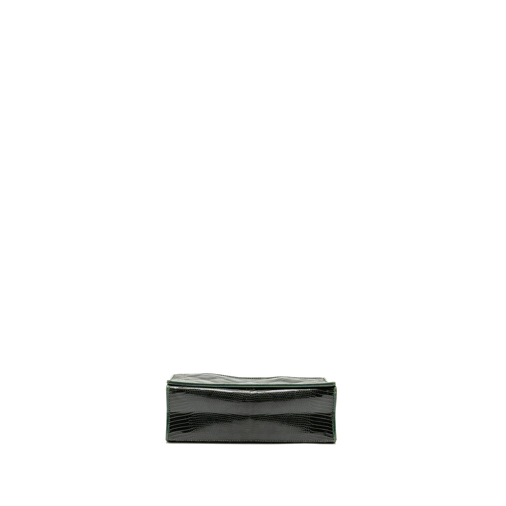 Chanel Vintage Envelop Flap Bag With Chain Lizard Dark Green