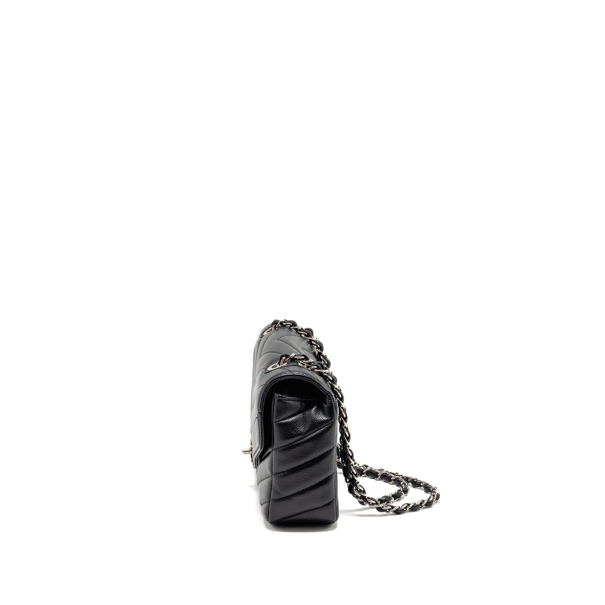 Chanel Envelop Flap Bag Chevron Caviar Black