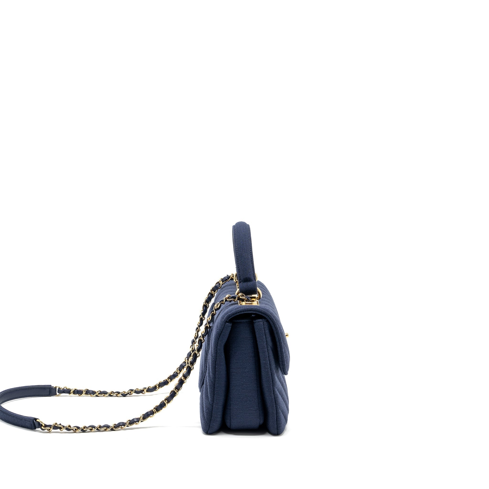 Chanel Small Chevron Trendy CC fabric navy