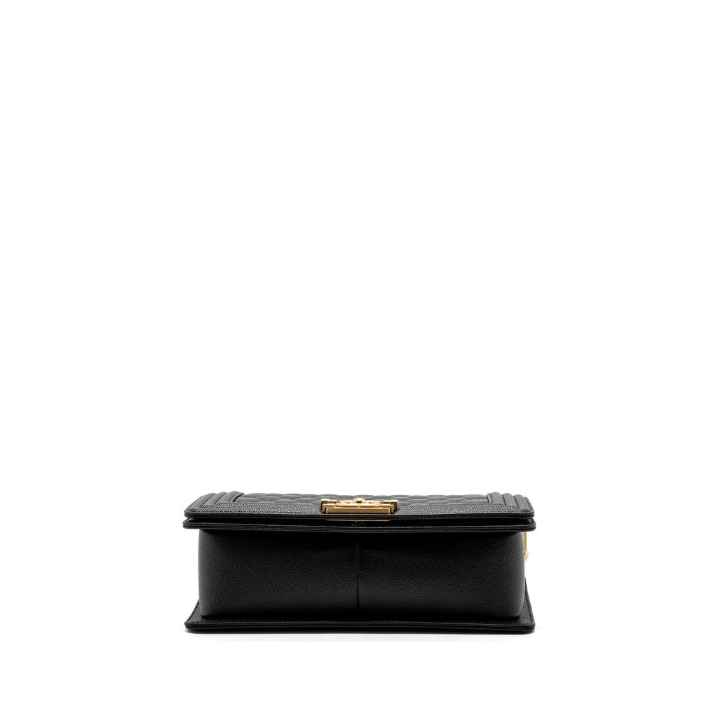 Chanel medium boy bag caviar black brushed  (microchip )