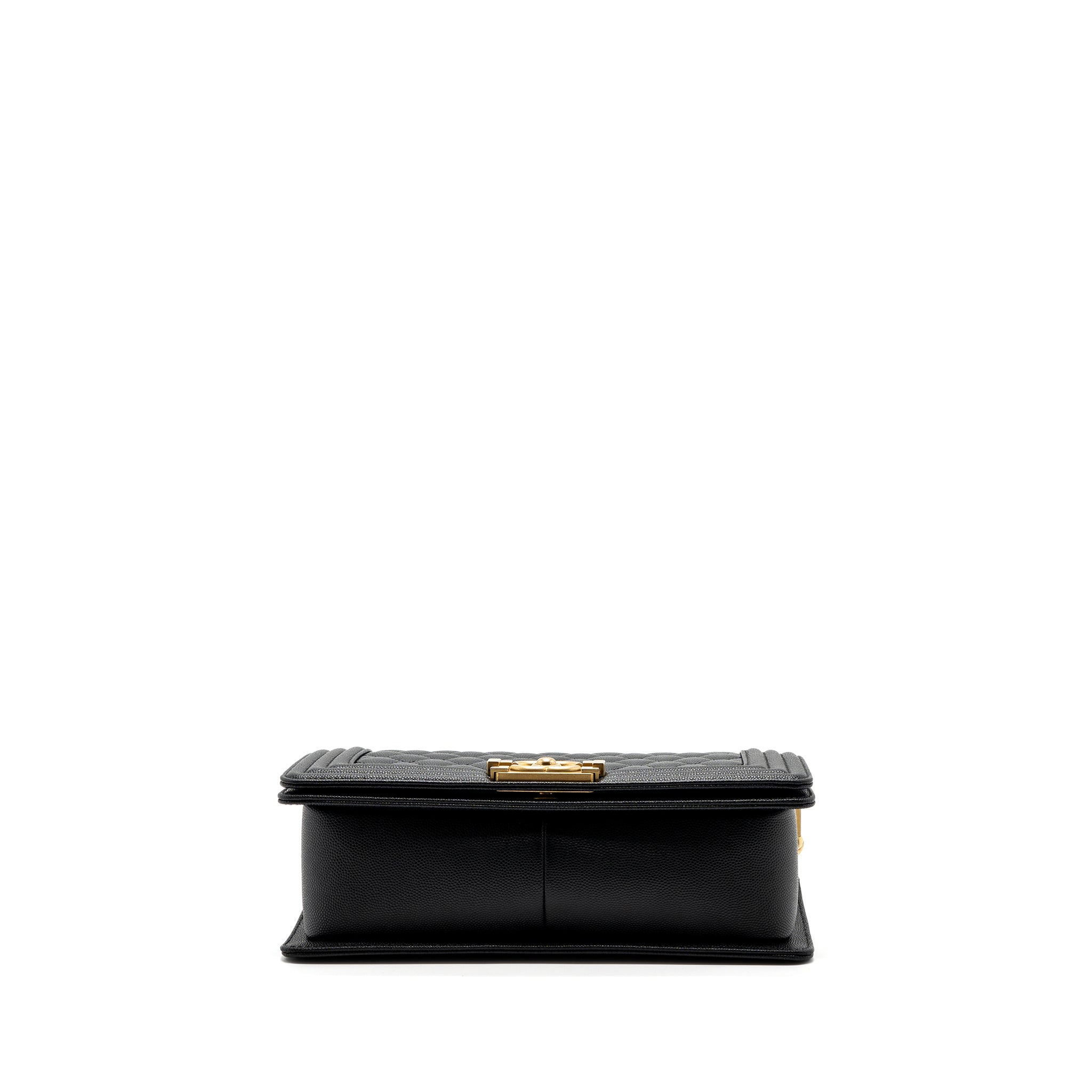 Chanel medium boy bag caviar black brushed  (microchip )