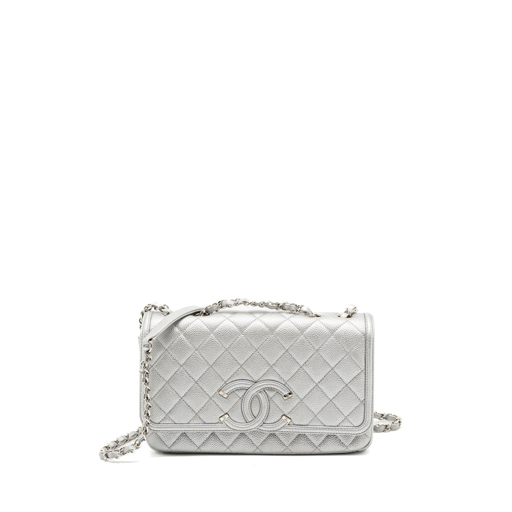 Chanel Filigree Flap Bag Caviar Silver
