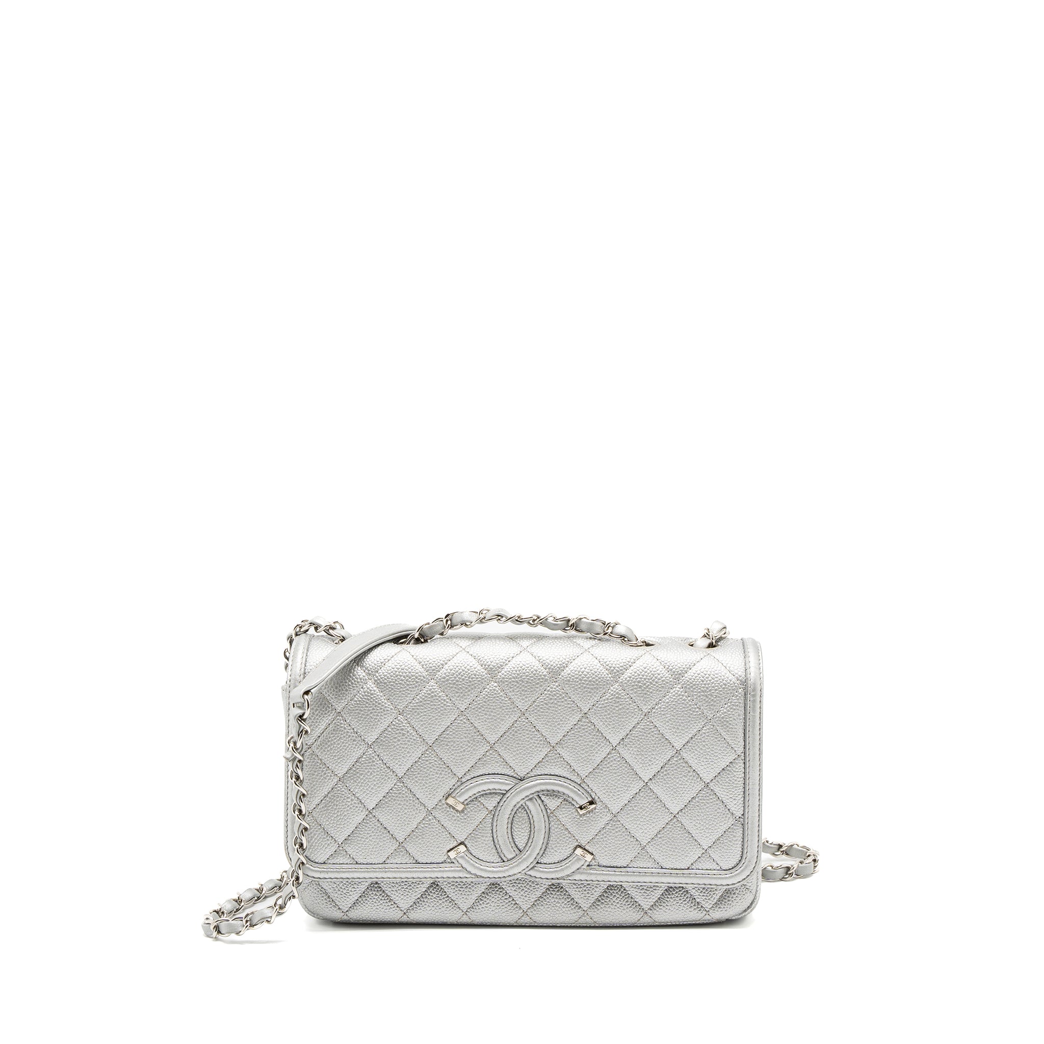 Chanel Filigree Flap Bag Caviar Silver