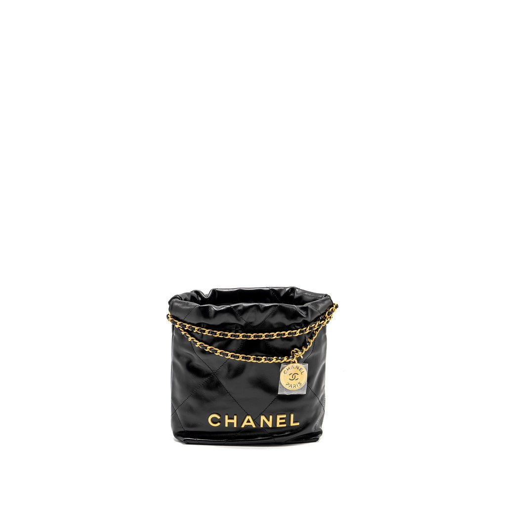 Chanel Mini 22 Bag Calfskin Black  (Microchip)