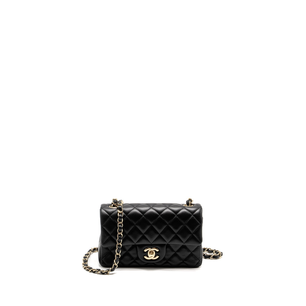 Chanel Mini Rectangular Flap Bag Lambskin Black L (Microchip)