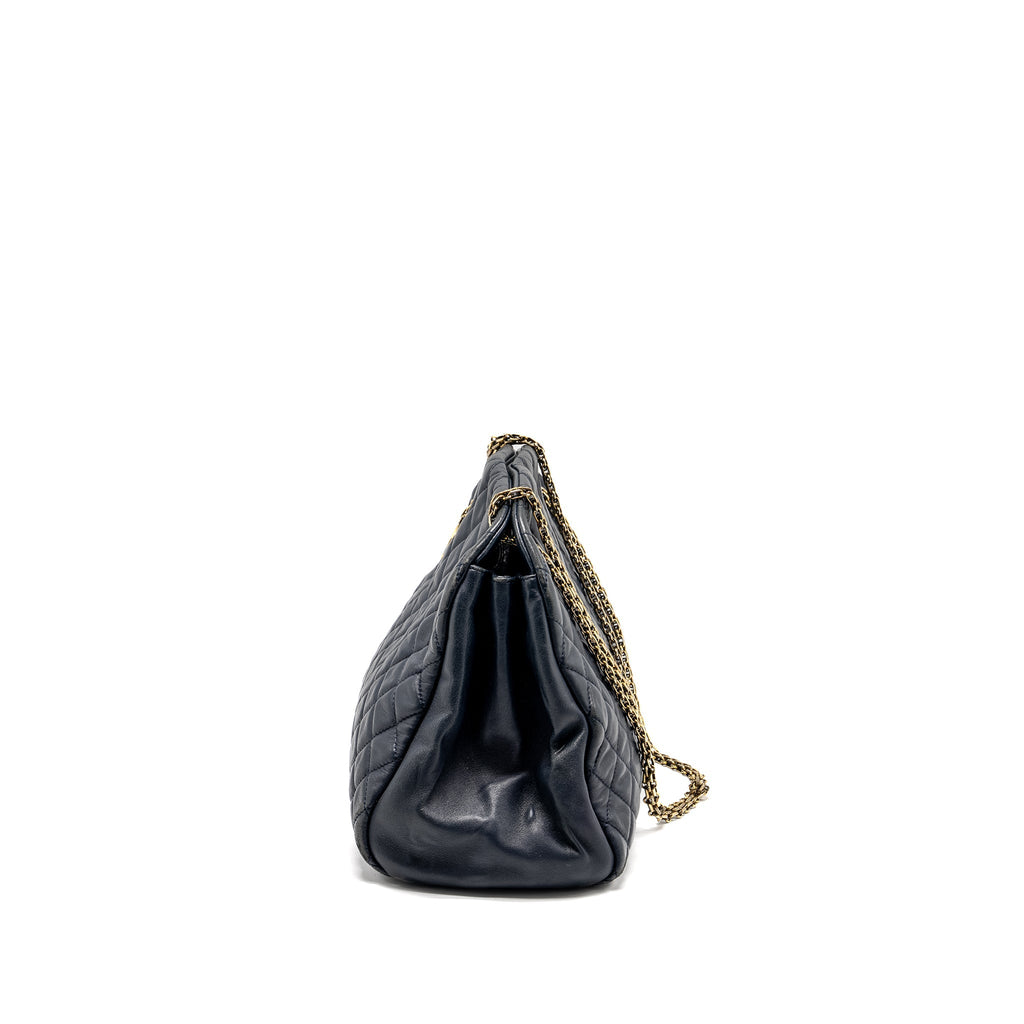Chanel Just Mademoiselle Bowling Bag Lambskin Dark Blue