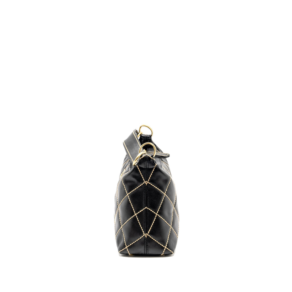 CHANEL Vintage Wild Stitch Shoulder Bag Calfskin Black