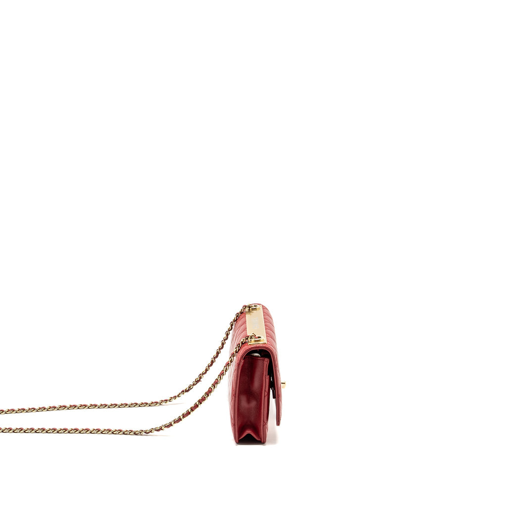 Chanel Trendy CC Wallet On Chain Lambskin Red L