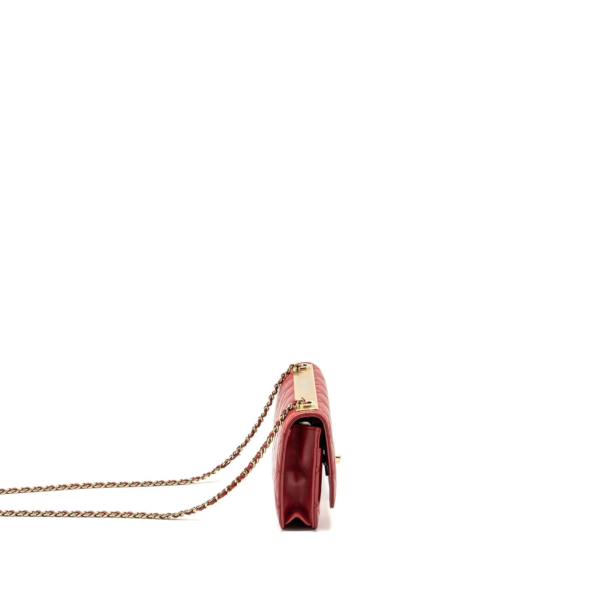 Chanel Trendy CC Wallet On Chain Lambskin Red L