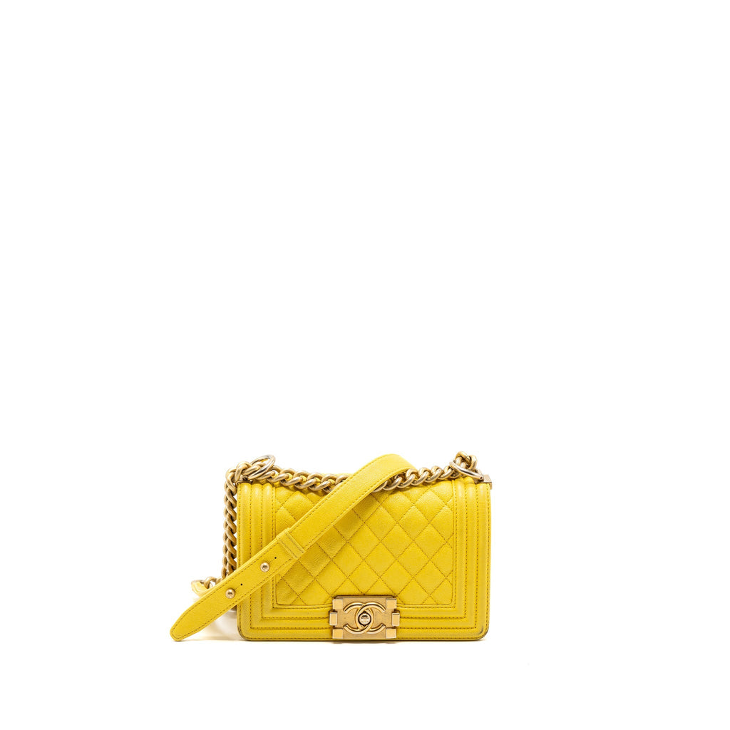 Chanel Small Boy Bag Grain Calfskin Yellow