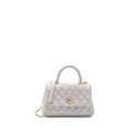Chanel small coco handle caviar light grey L
