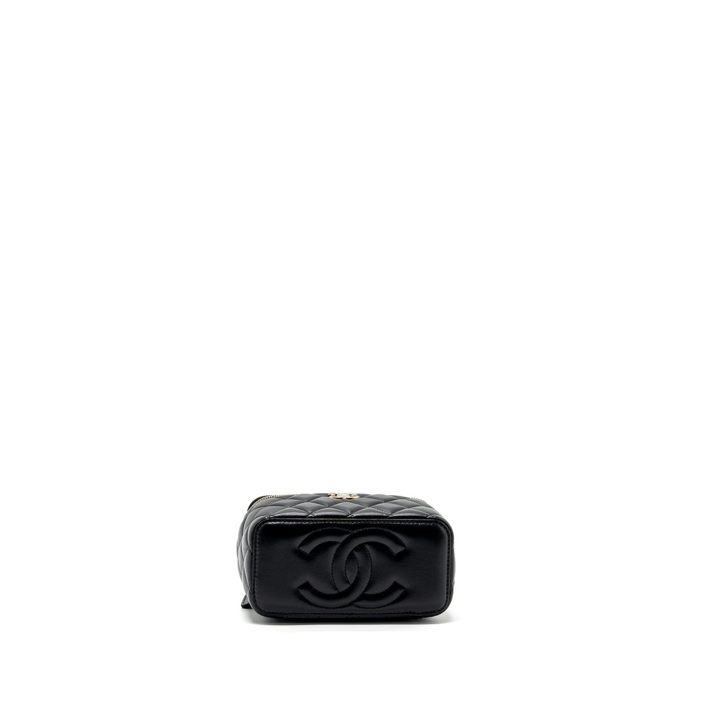 Chanel Top Handle Long Vanity Case Lambskin Black L (Microchip)