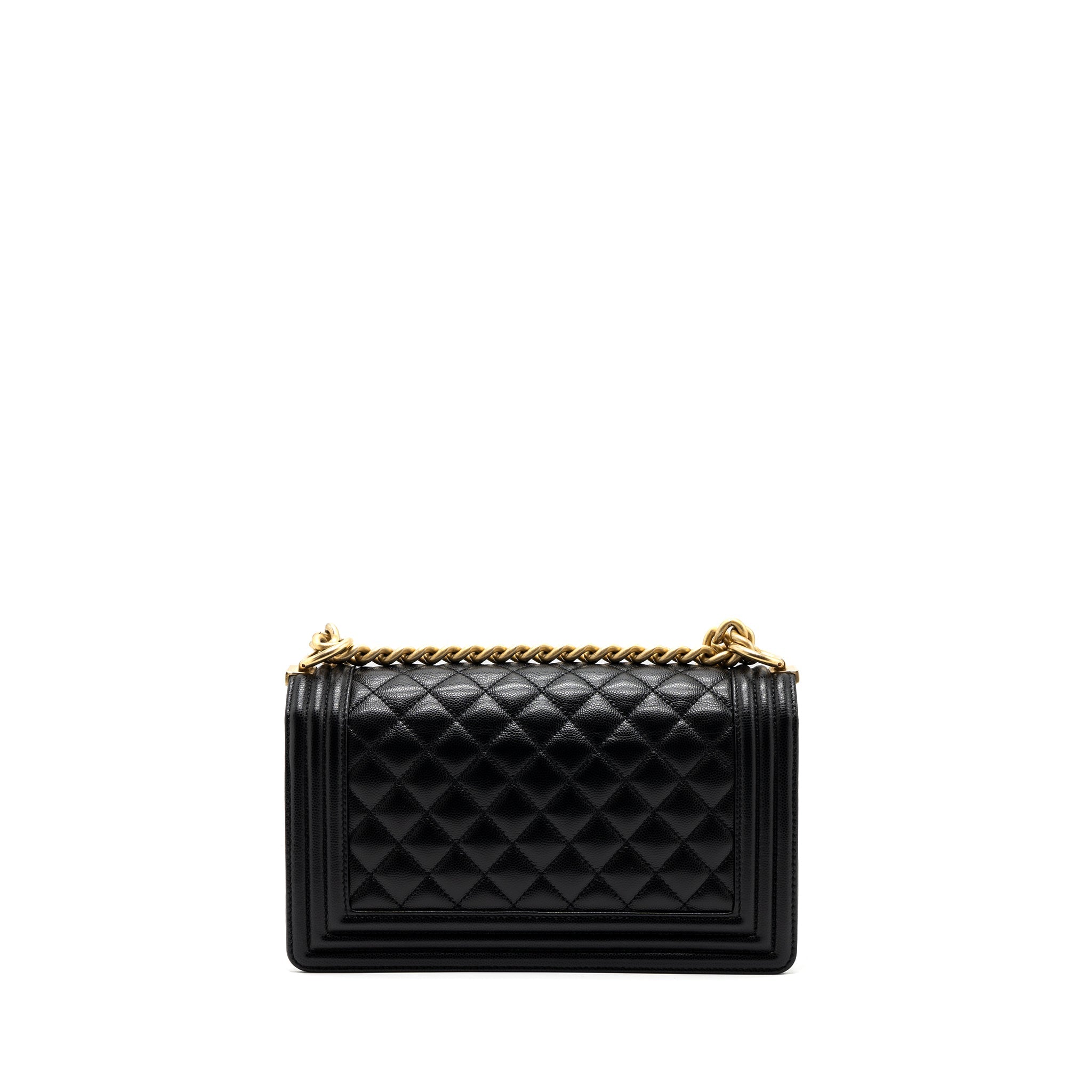 Chanel Medium Classic Boy Bag Caviar Black  (microchip)