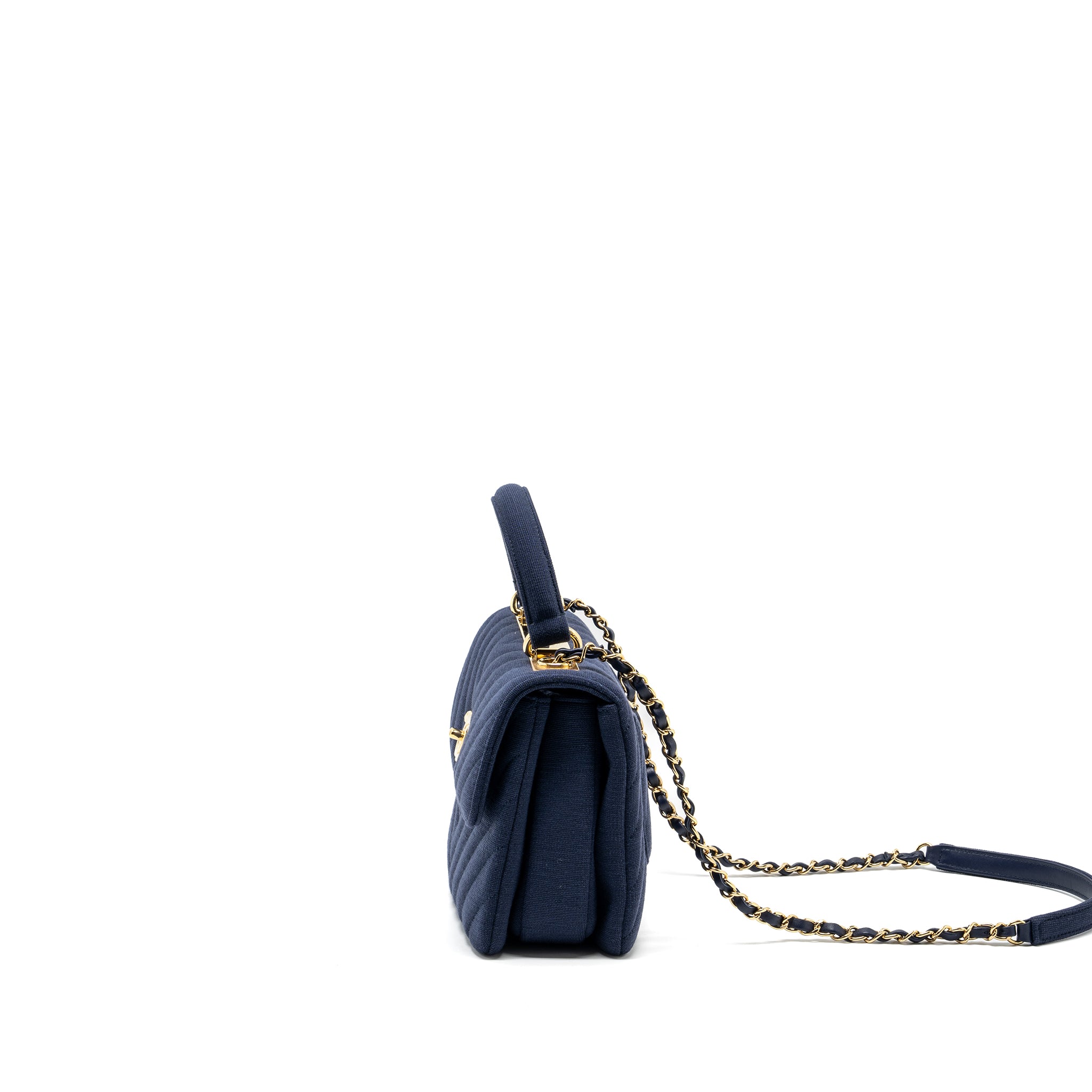 Chanel Small Chevron Trendy CC fabric navy