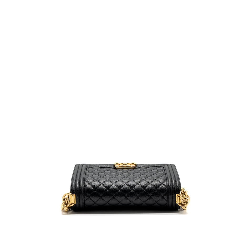 Chanel medium boy bag caviar black brushed  (microchip )