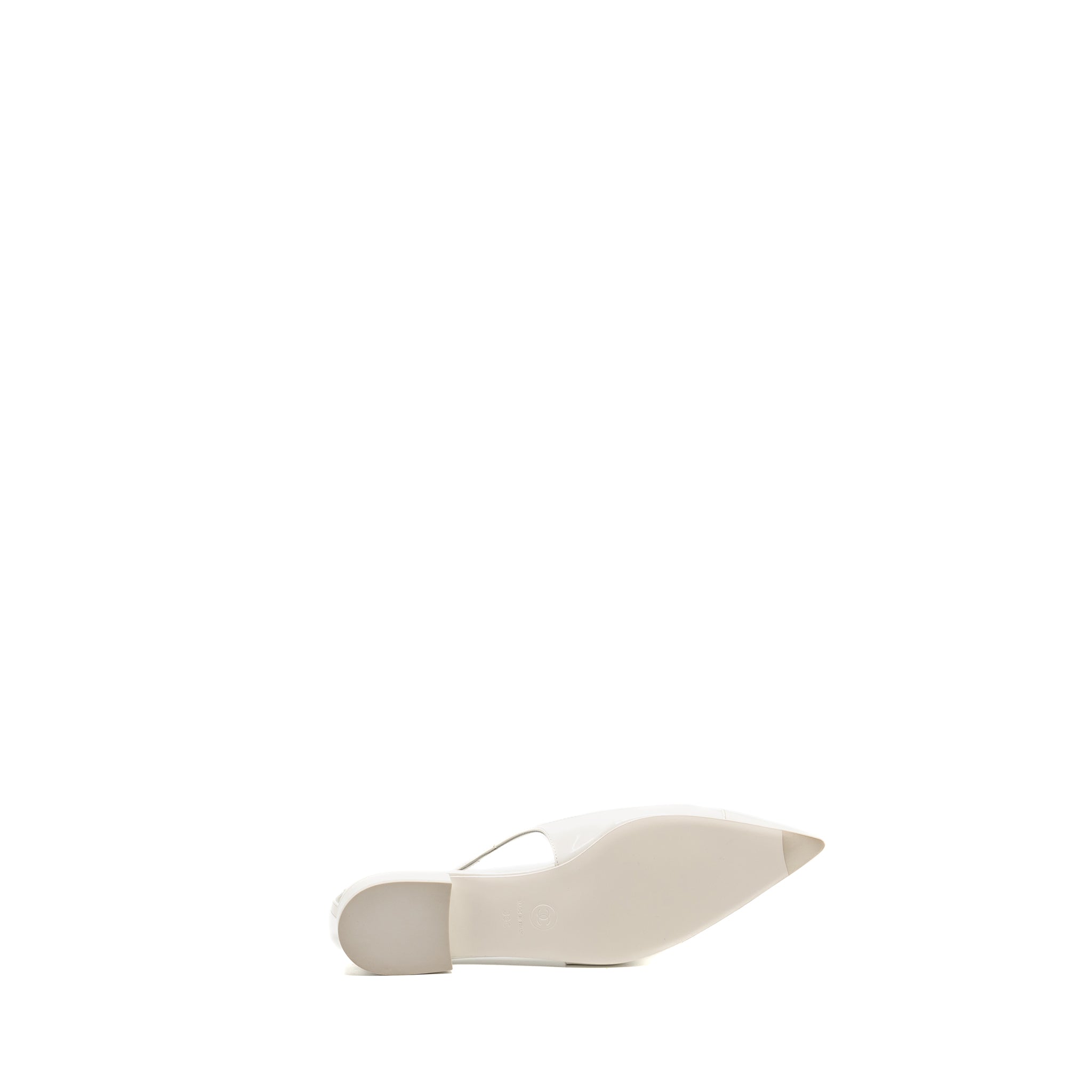 Chanel Size 39 23K Slingbacks Patent Calfskin White L