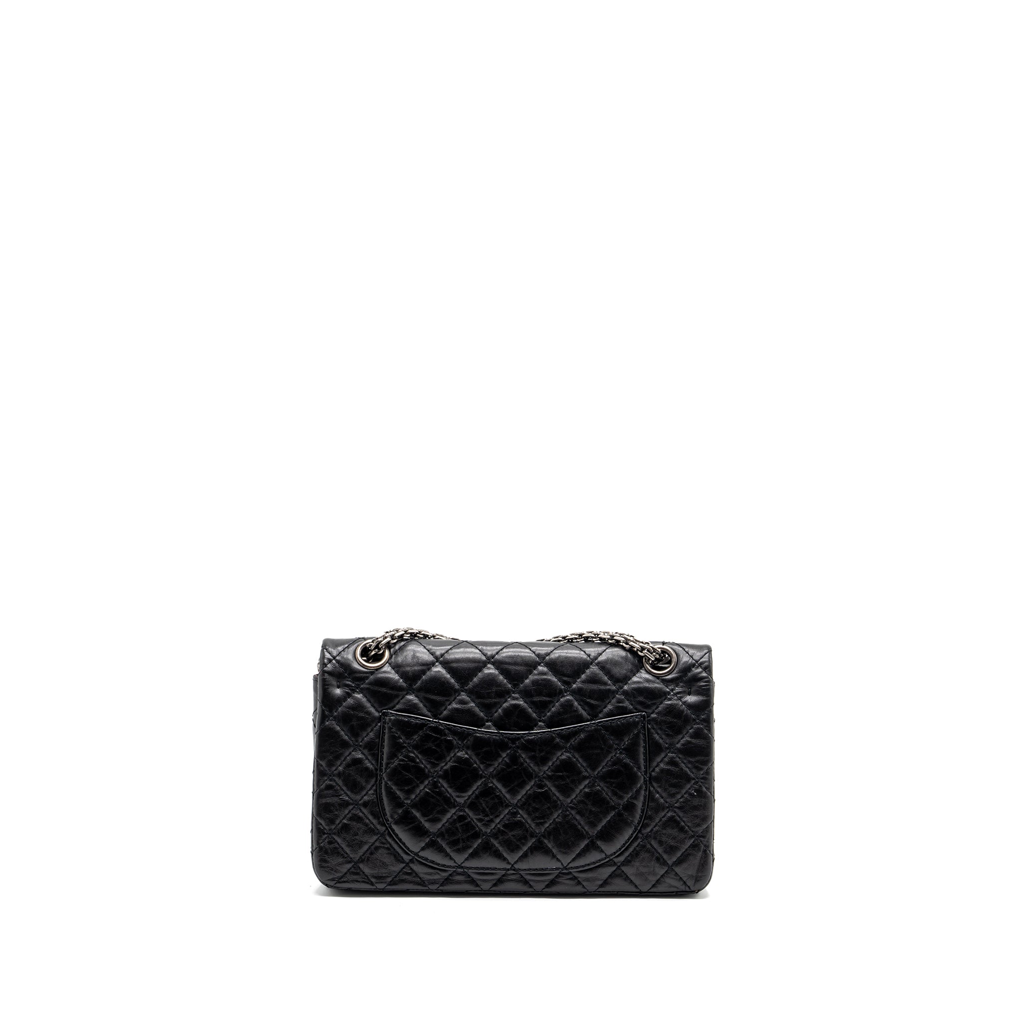 Chanel small 2.55 reissue flap bag aged calfskin black ruthenium hardware