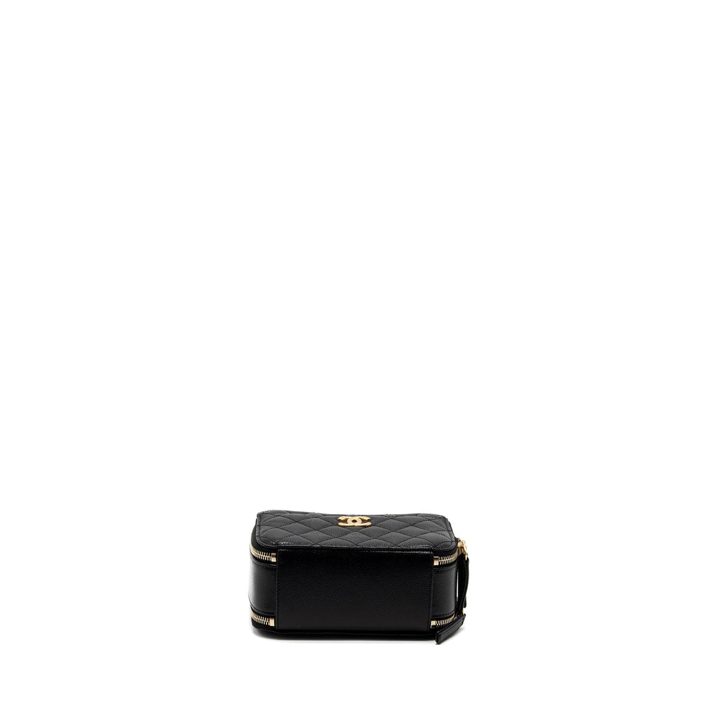 Chanel 22S Letter Top Handle Small Vanity Case Caviar Black Brushed  (Microchip)