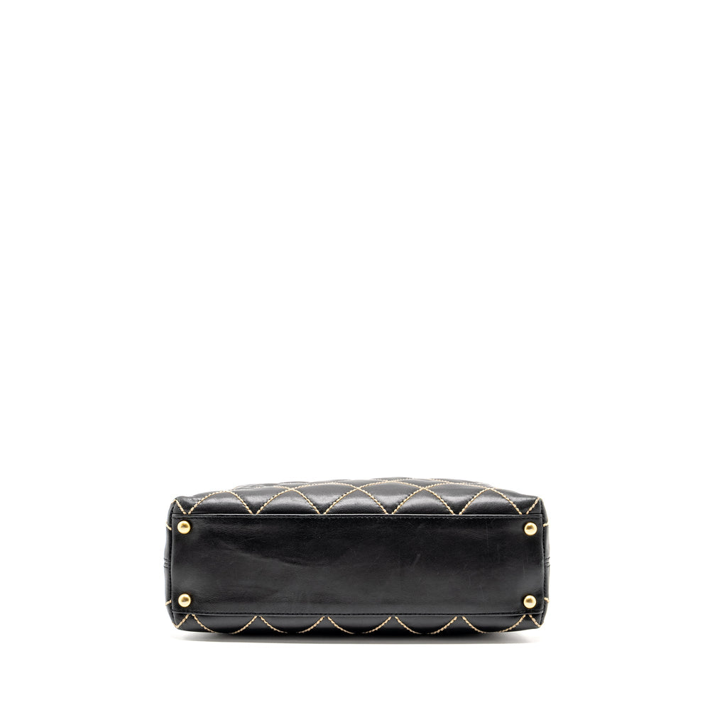 CHANEL Vintage Wild Stitch Shoulder Bag Calfskin Black