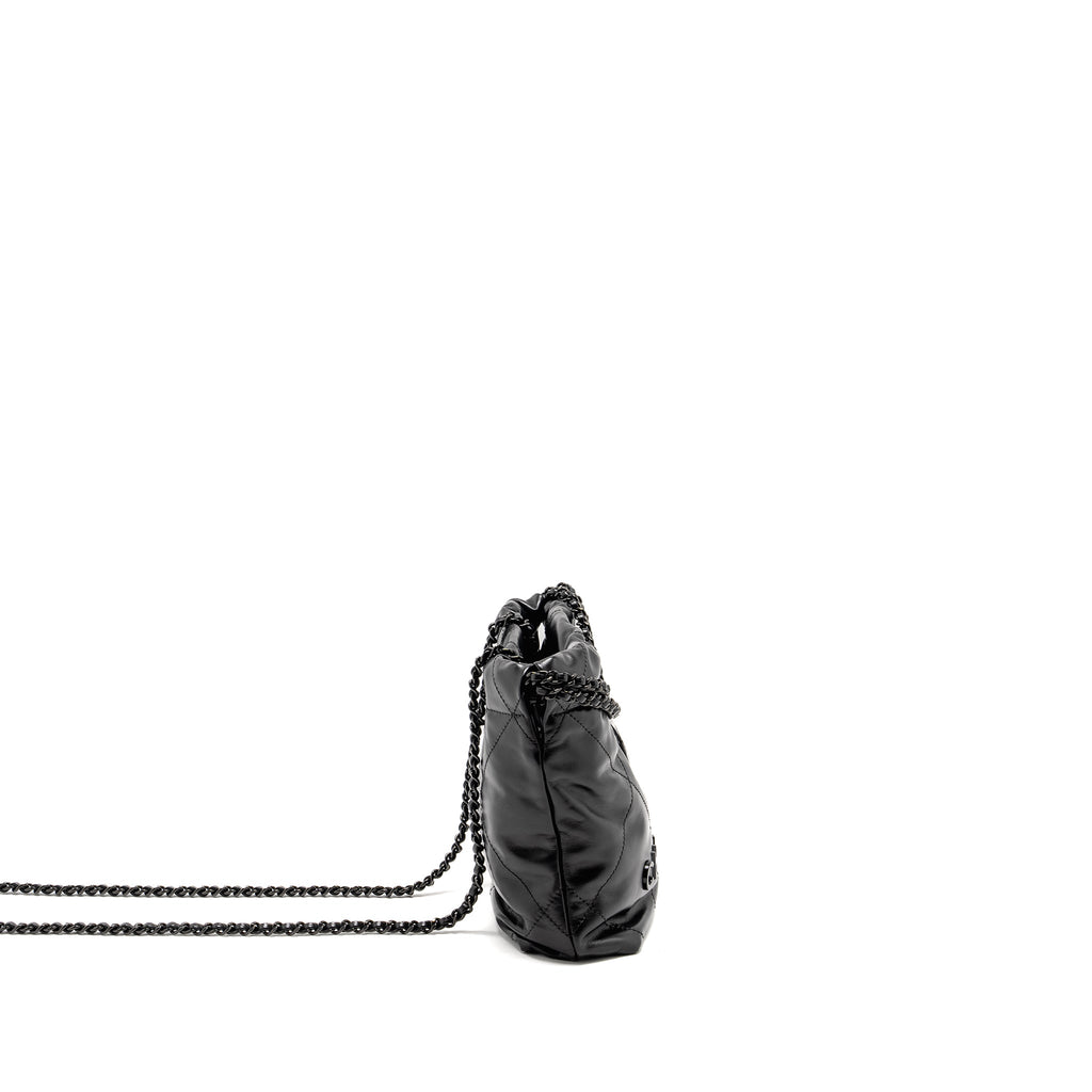 Chanel Mini 22 Bag Calfskin So Black (Microchip)