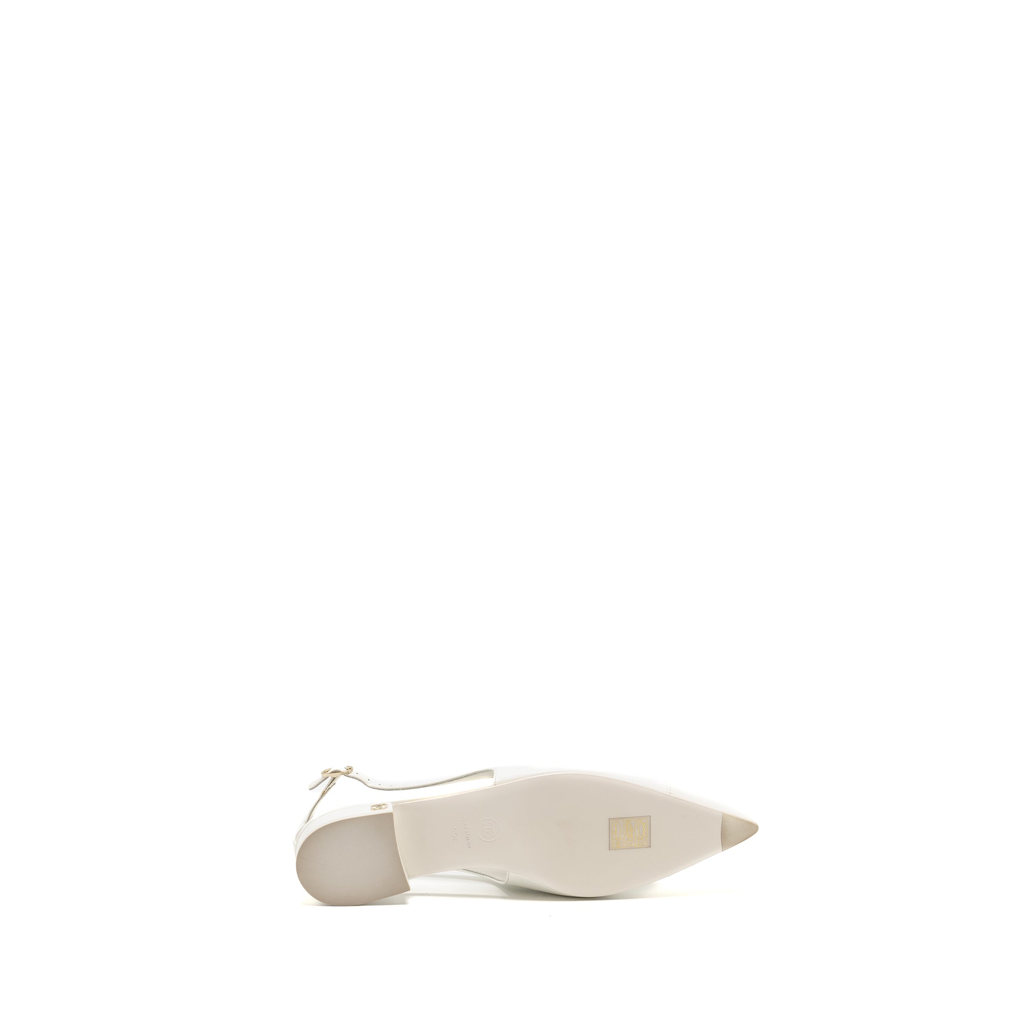 Chanel Size 39 23K Slingbacks Patent Calfskin White L