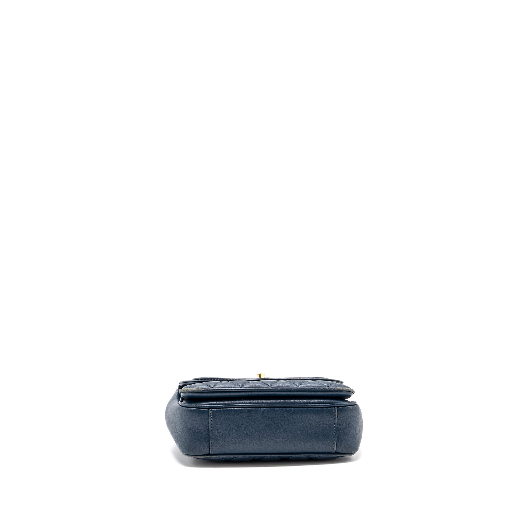Chanel Quilted Flap Crossbody Bag Lambskin Dark Blue L