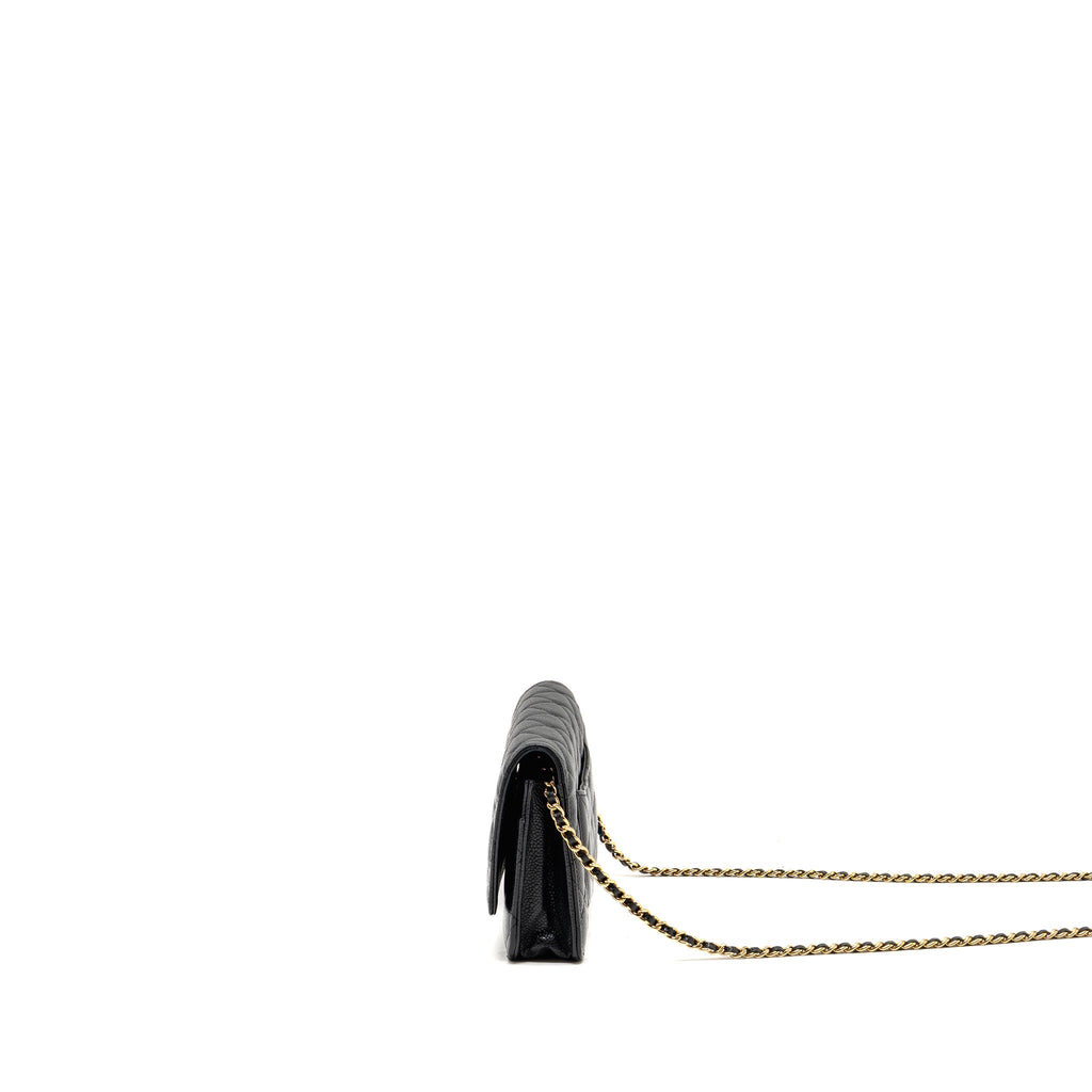 Chanel Classic wallet on chain caviar Black