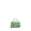 Chanel Top handle mini rectangular flap bag lambskin light green L (microchip)