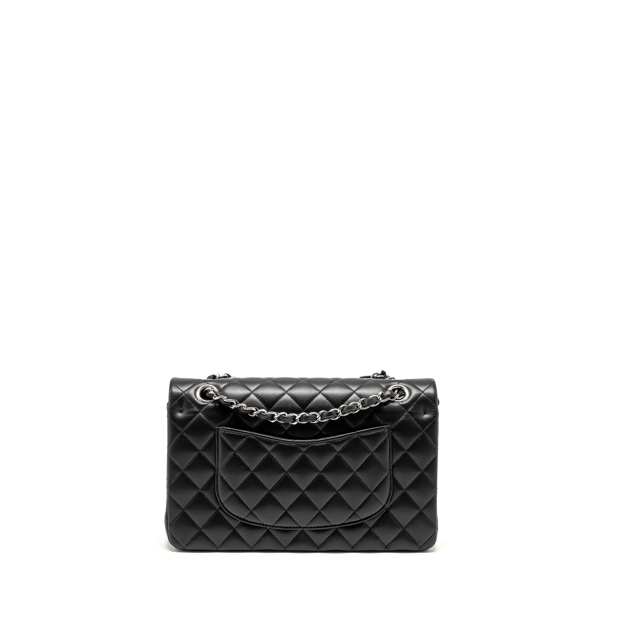 Chanel Medium Classic Double Flap Bag Lambskin Black  (Microchip)