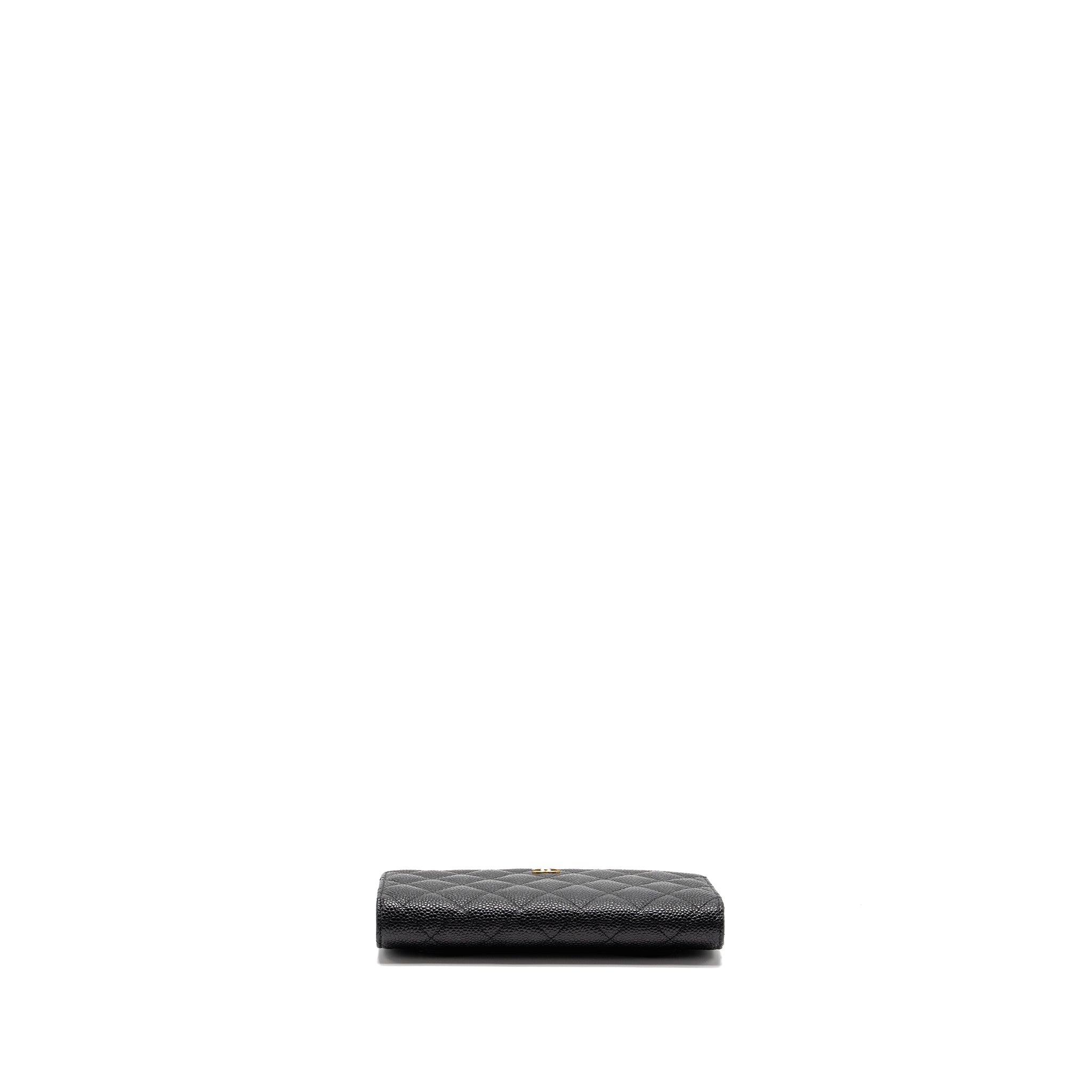 Chanel Compact Long Wallet Caviar Black
