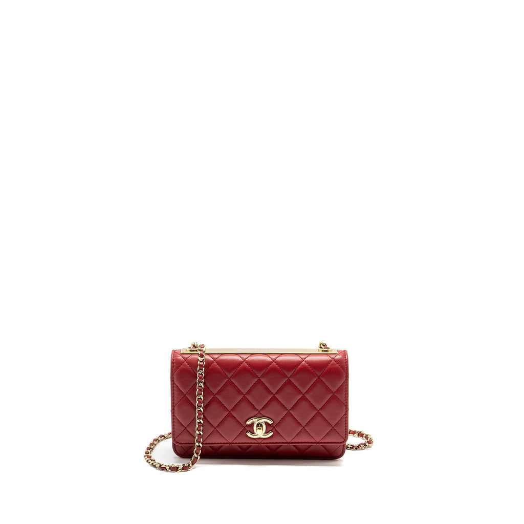 Chanel Trendy CC Wallet On Chain Lambskin Red L