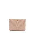 Chanel Chevron Zip Clutch calfskin light pink