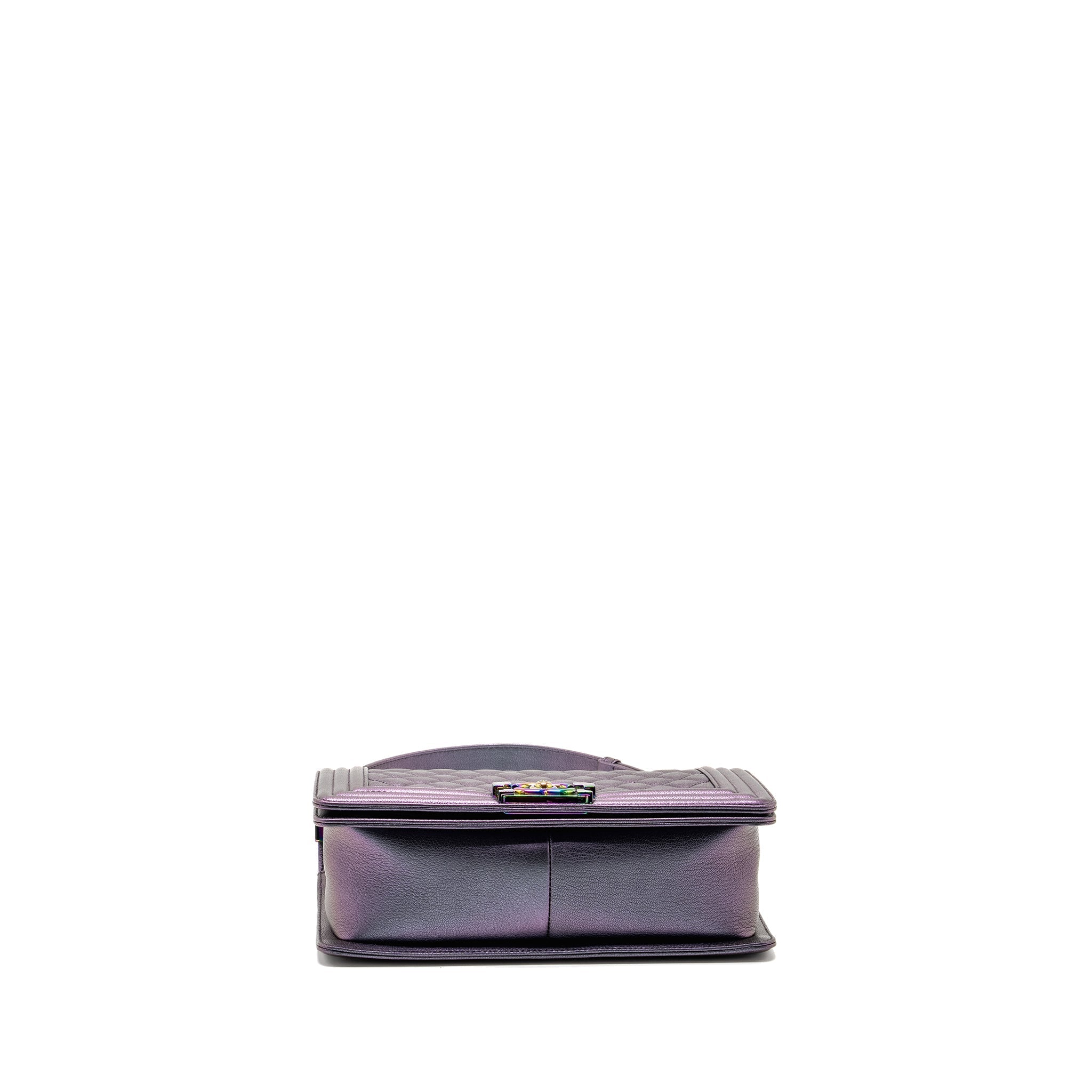 Chanel Medium Boy Bag Goatskin Iridescent Purple Multicolour Hardware