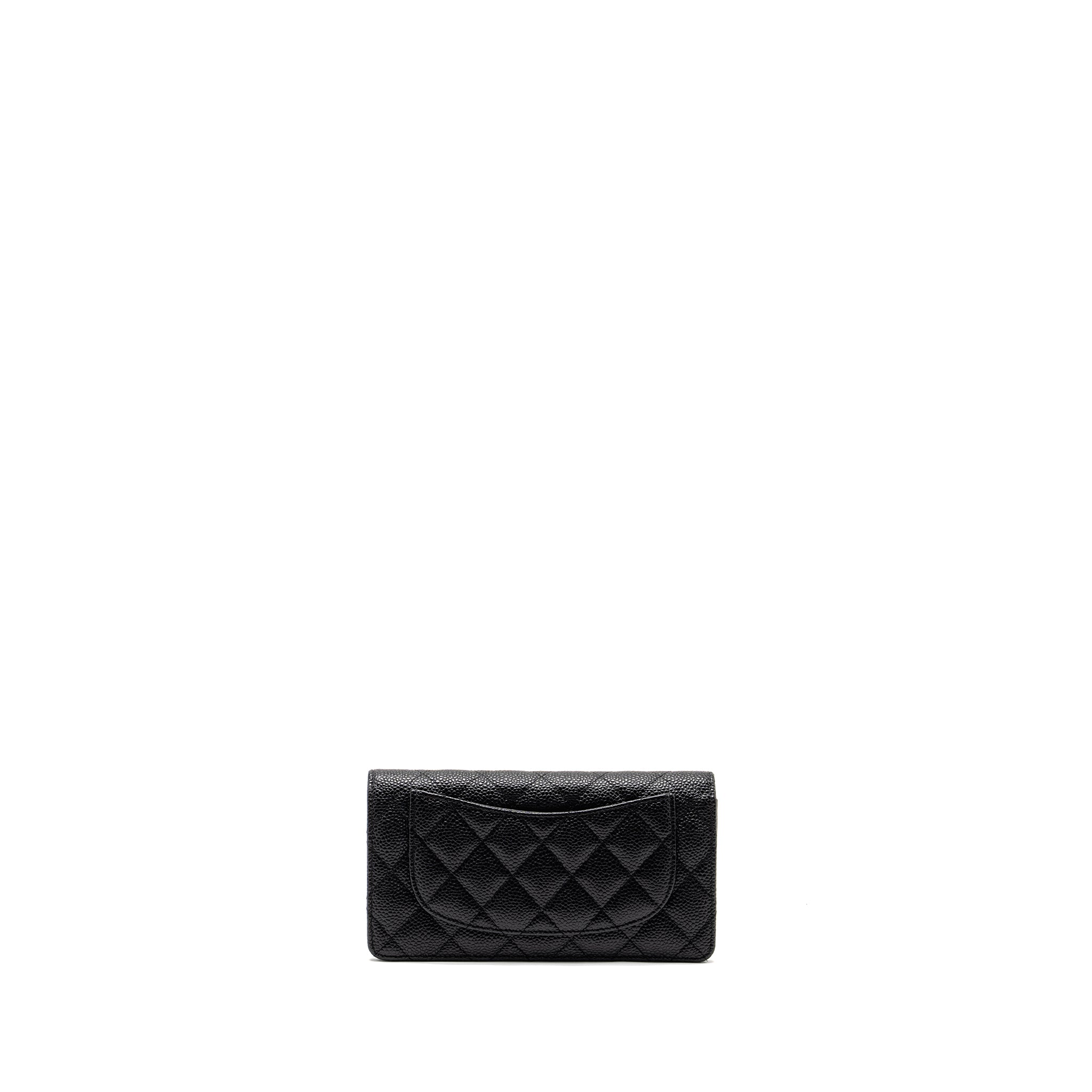 Chanel Compact Long Wallet Caviar Black