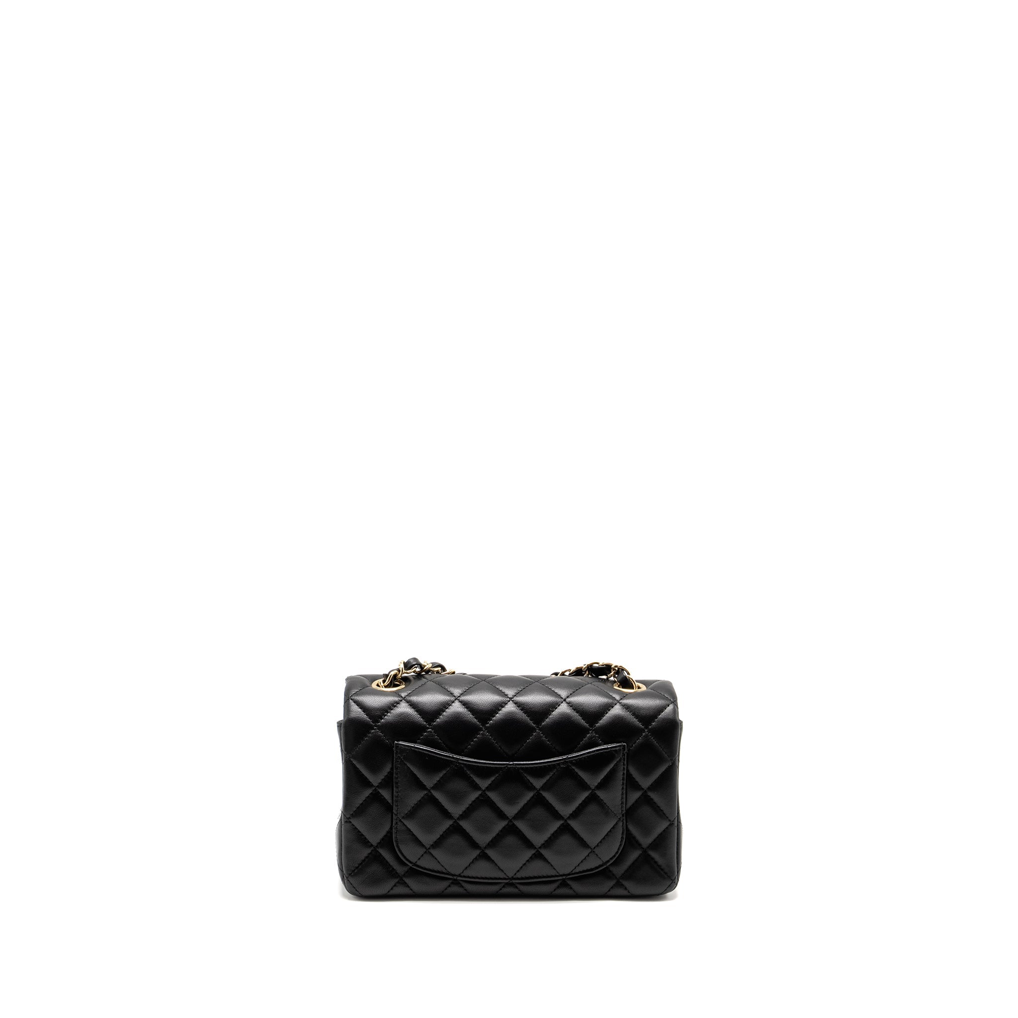 Chanel Mini Rectangular Flap Bag Lambskin Black L (Microchip)