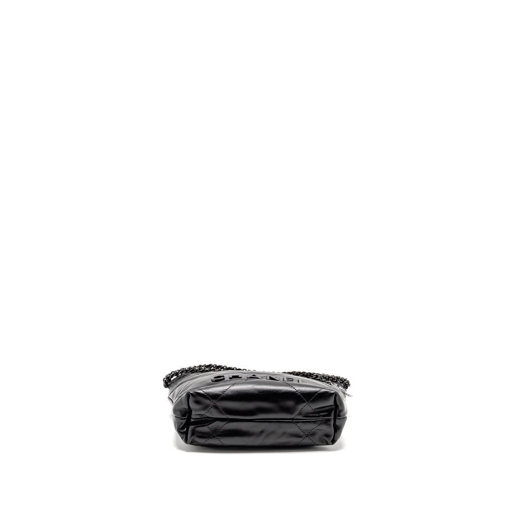 Chanel Mini 22 Bag Calfskin So Black (Microchip)