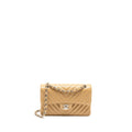 Chanel Small Classic Double Flap Bag Chevron Caviar Beige