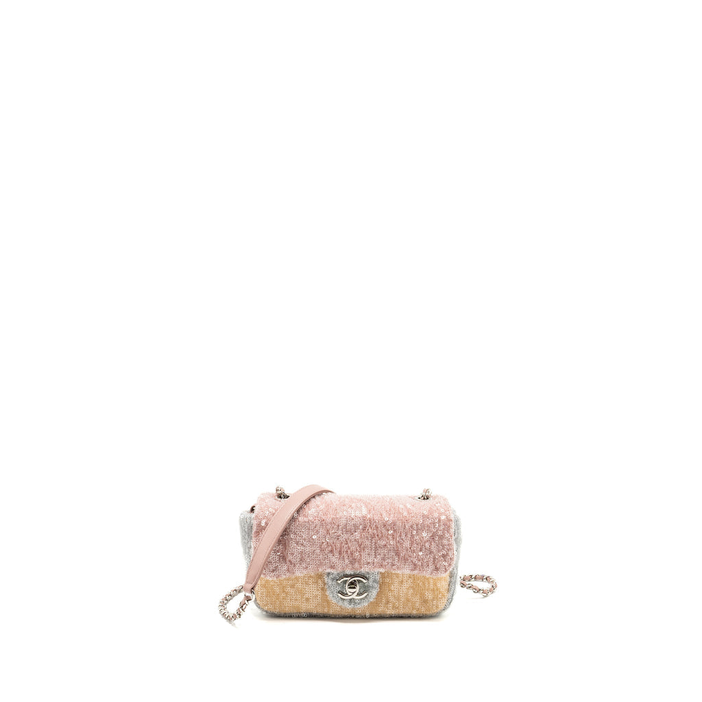 Chanel 18S Mini Waterfall Flap Bag Sequin Pink/Blue/Yellow