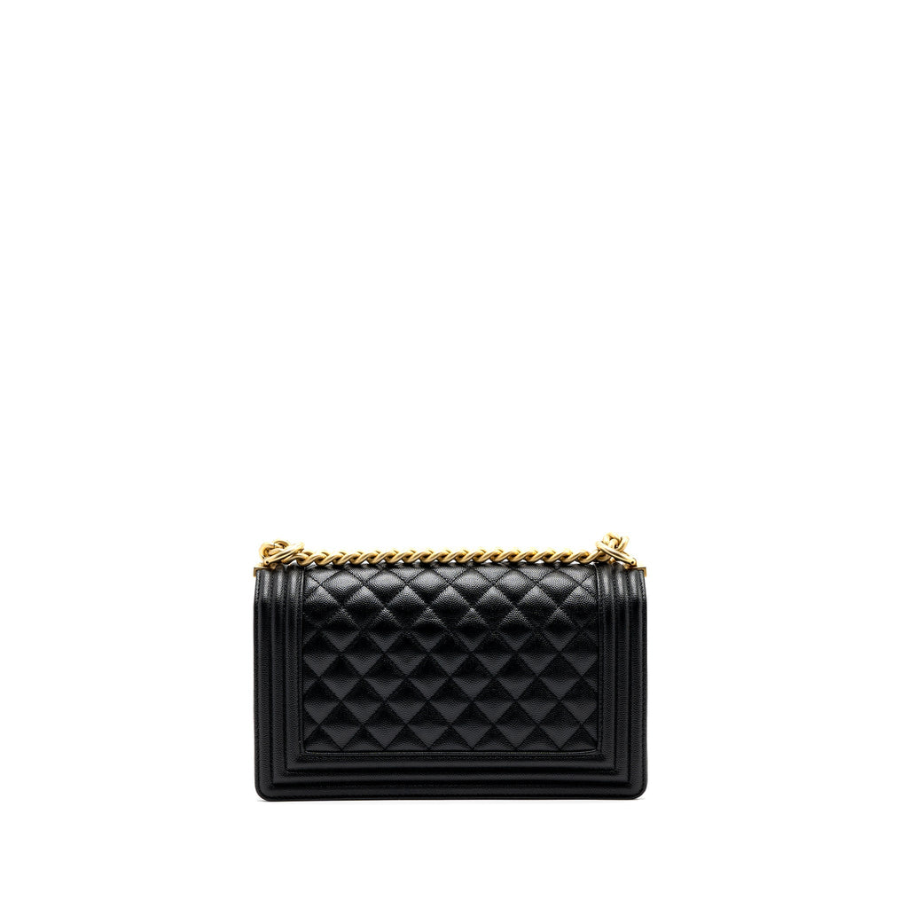 Chanel medium boy bag caviar black brushed  (microchip )