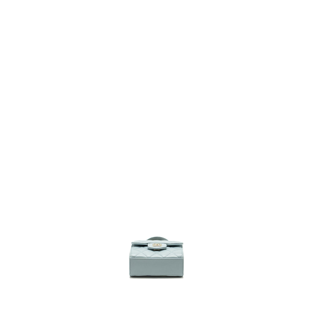 Chanel Top Handle Mini Flap Bag Lambskin Light BLUE L