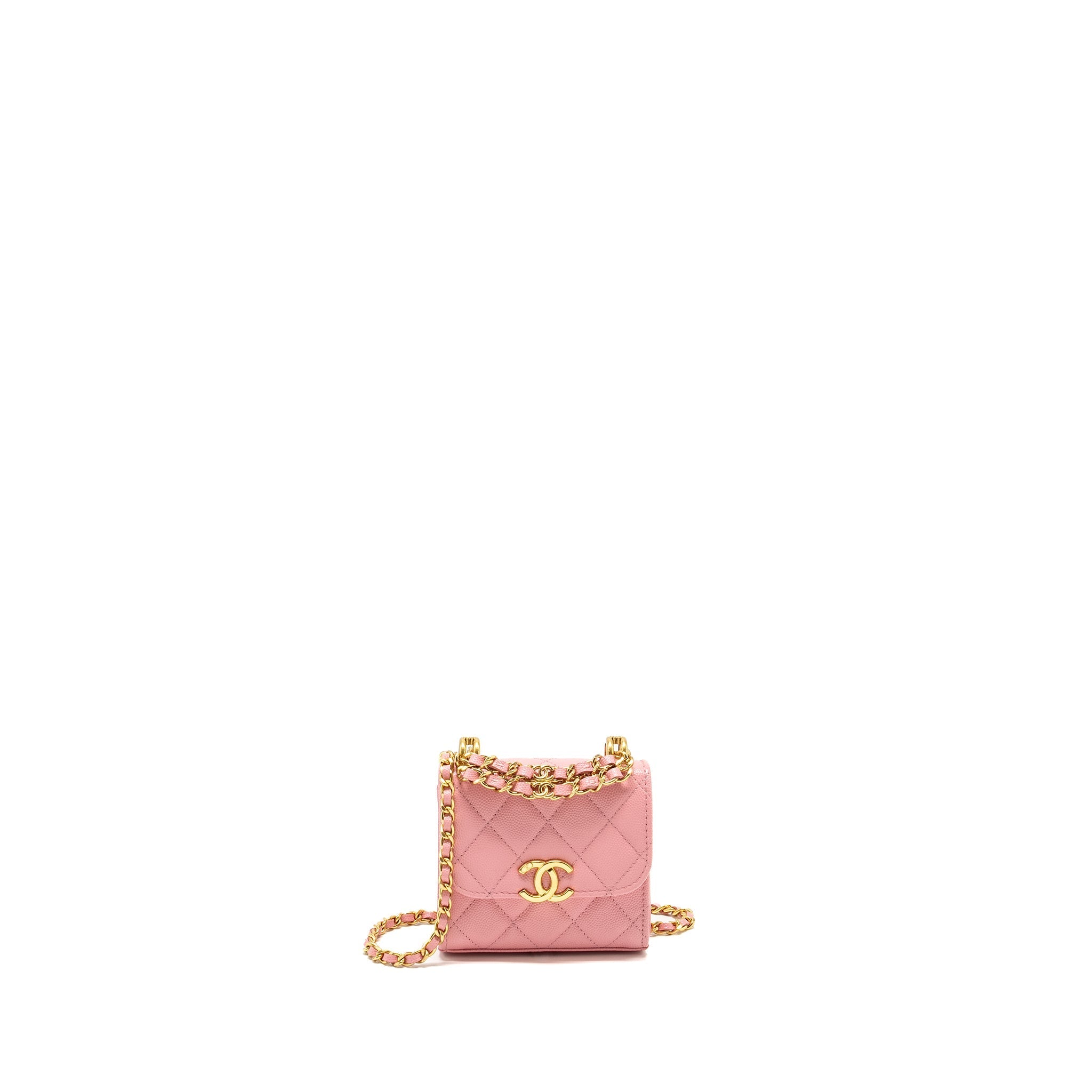 Chanel Mini Flap Bag With Chain Handle Caviar Pink  (microchip)