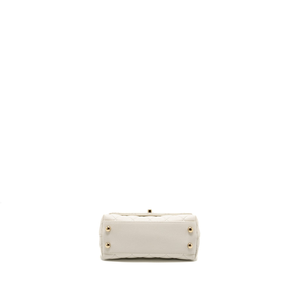 Chanel Mini Coco Handle Caviar White L (Microchip)