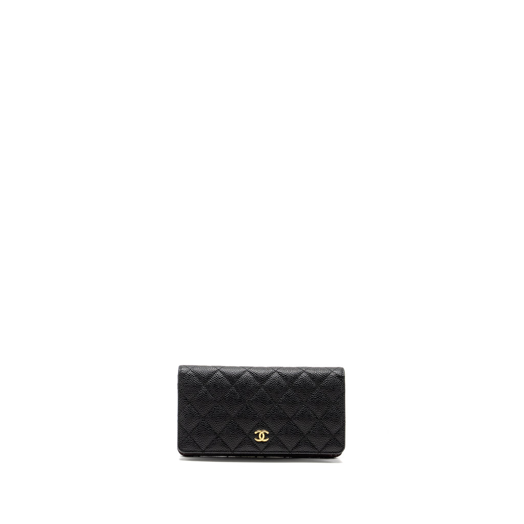 Chanel Compact Long Wallet Caviar Black