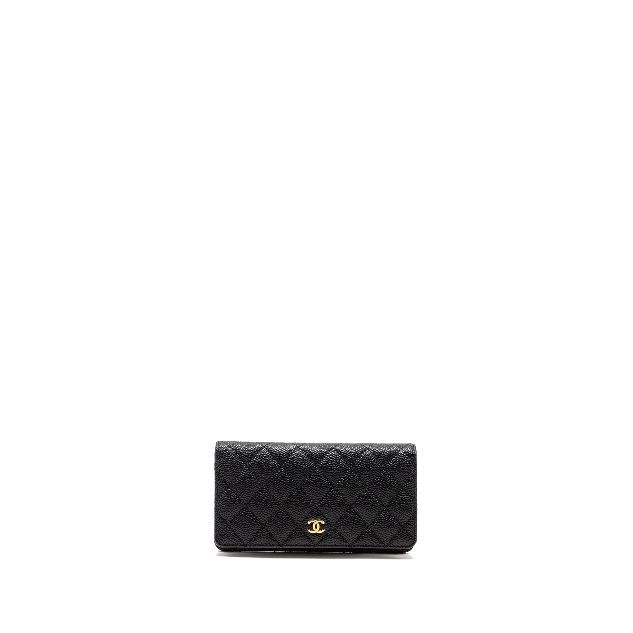 Chanel Compact Long Wallet Caviar Black