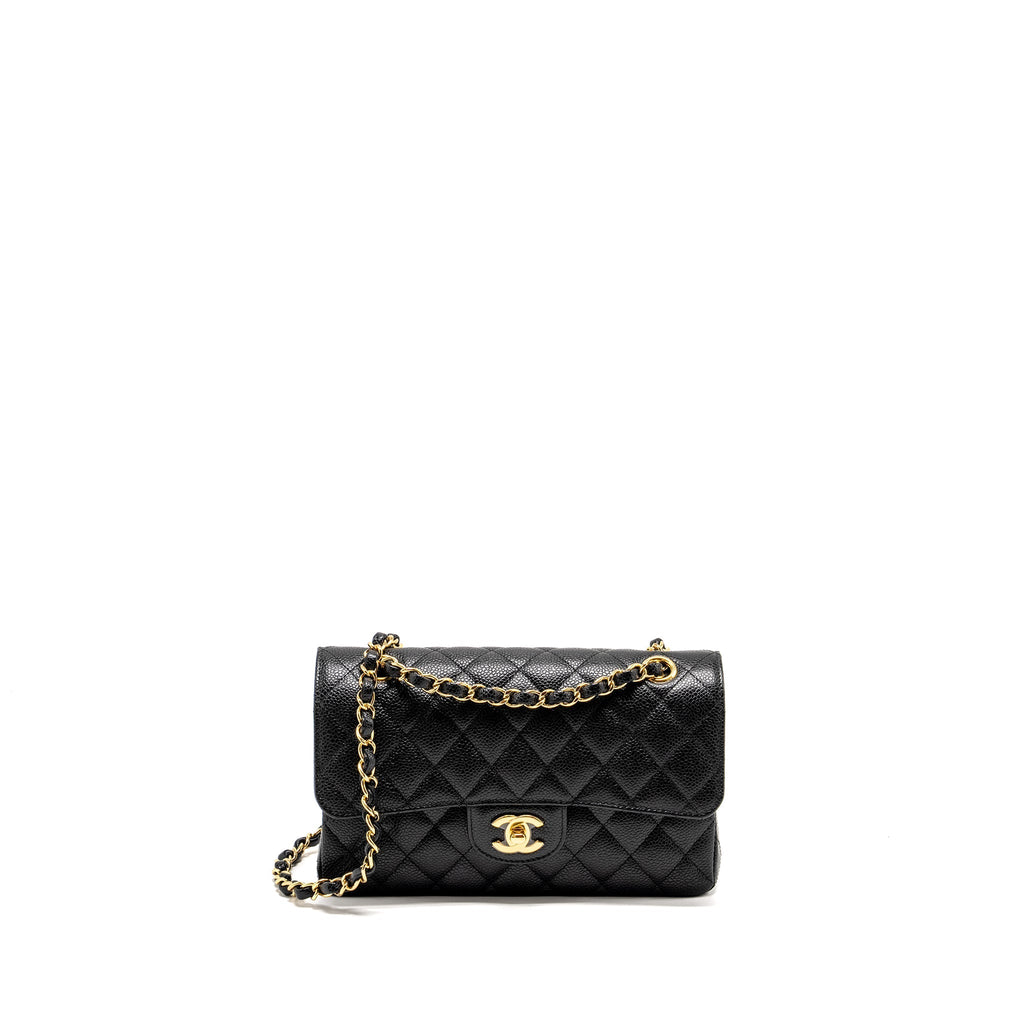 Chanel Small Classic Double Flap Bag Caviar Black  (microchip)