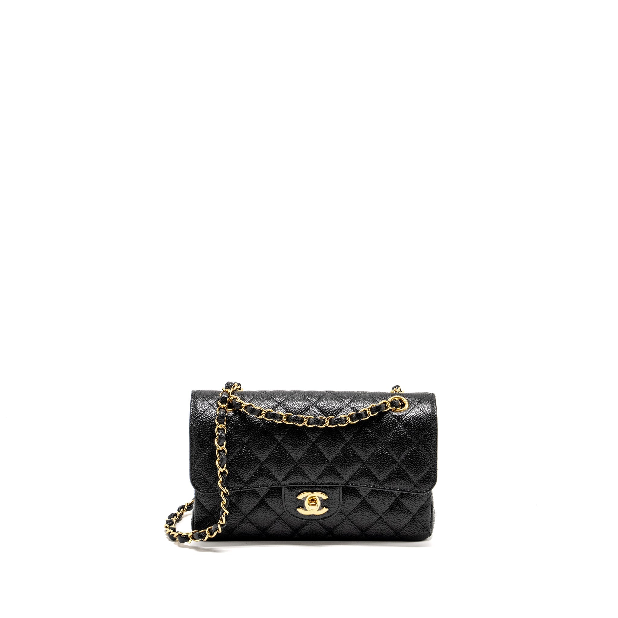 Chanel Small Classic Double Flap Bag Caviar Black  (microchip)