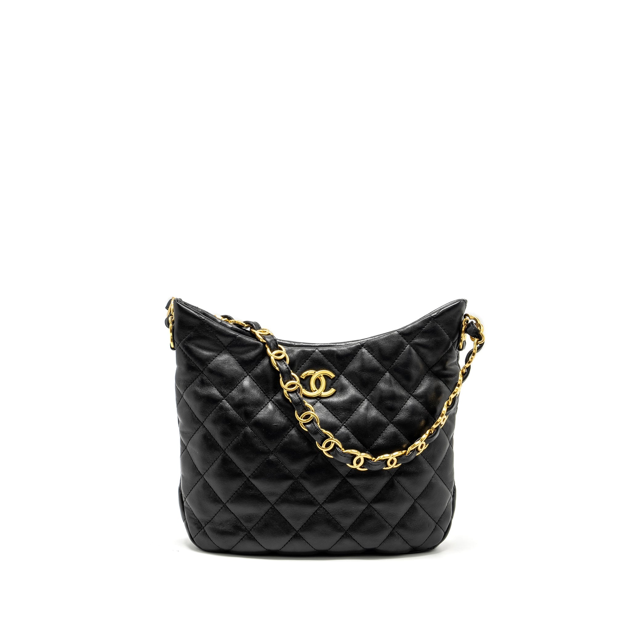 Chanel 22K Hobo Shoulder Bag Lambskin Black  (Microchip)
