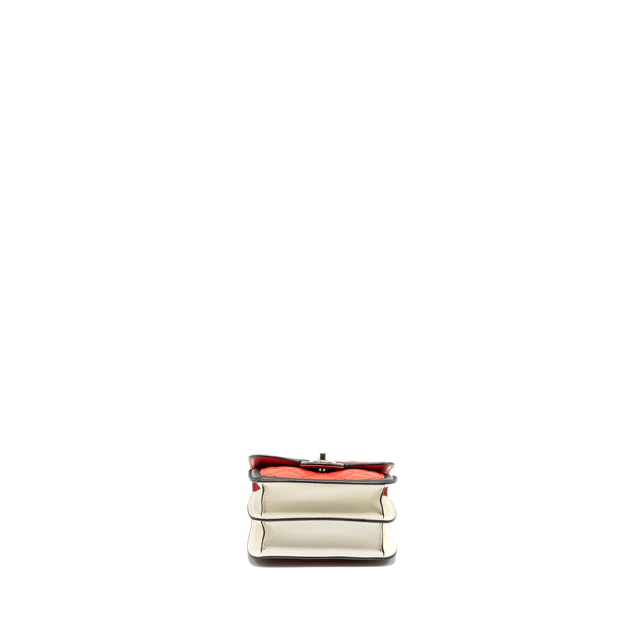 Chanel Tricolor Mini Graphic Flap Bag Lambskin Red/Black/White