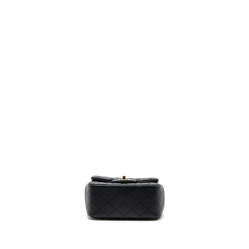 Chanel Mini Square Flap Bag Lambskin Black  (Microchip)